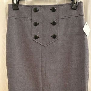 Halogen Birdseye Twill Gray Pencil Skirt Button Nautical Size 6P Petite NEW